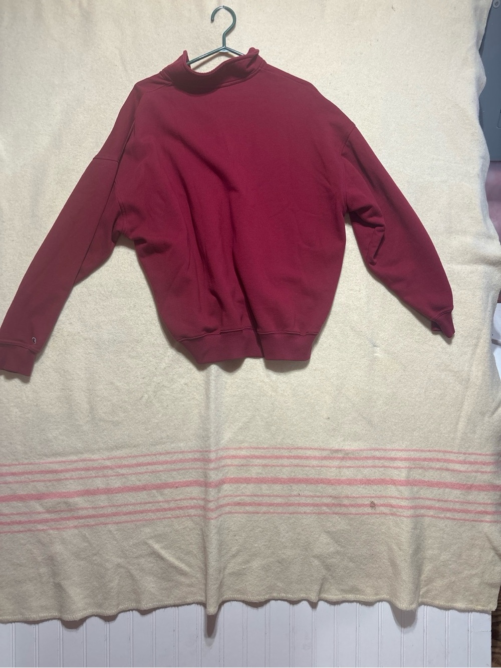 Champion unisex Maroon Crewneck Quarter-Snap Sweatshirt large - Picture 4 of 4